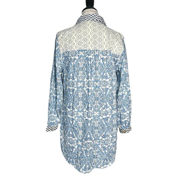 Soft Surroundings | Women | Capelle Embroidered Eyelet Button Up Shirt | Medium - Picture 3 of 15